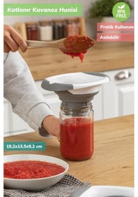 Resim Kavanoz Hunisi Katlanır Domates Hunisi Silikon Huni Bpa Free Beyaz Gri 