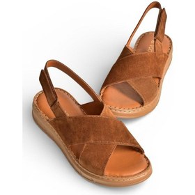 Resim Fox Shoes Y555531102 Taba Hakiki Deri Süet Kadın Sandalet Taba 