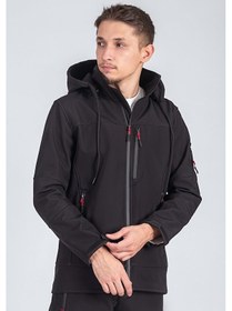 Resim Vatan Tekstil Suya Dayanıklı Slim Fit Softshell Kapüşonlu Erkek Mont Siyah 