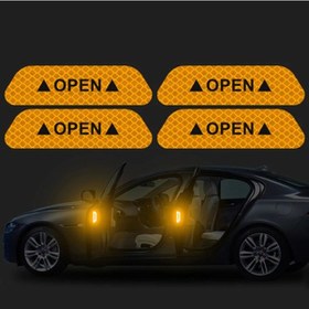 Resim 4 Adet Yansıtıcı Araba Kapı Etiketi Emniyet Açılış Uyarı Reflektör Bant 4pcs Yellow 