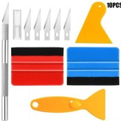 Resim Teltree 10 Parça Feltli Kenar Scraper Seti - Araç Paketleme Ve Cam Filmi Uygulama Aracı Oymak Bıçağı, Bıçak Blokları, Fırça Süngerler, Kelle 