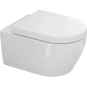 Resim Aqua Bagno Cocon 2.0 Kanalsız Asma Klozet 54 Cm Yavaş Kapanır Kapak Dahil 2 Parça Set Beyaz Beyaz 