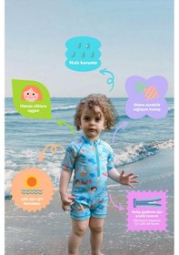 Resim UV Korumalı UPF 50+ Bebek Çocuk Mayosu Journey Under The Sea Mavi 