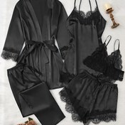 Resim Kadınlar için Beş Parçalı Düz Renk Seksi Gecelik Camisole Seti Ev Giyimi 