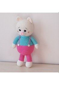 Resim Amigurumi Örgü Oyuncak Renkli Ayı Pembe 
