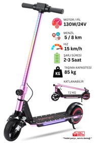 Resim Sportaj Elektrikli Çocuk Scooter - Çift Frenli Katlanabilir - LED Işıklı - Ön Çift Süspansiyonlu 8+ 