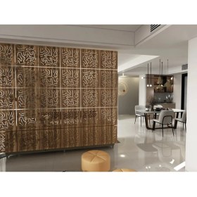 Resim Kayasan Ahşap Kayasan ® Lazer Kesim Sarkıt Paravan, Ahşap Seperatör, Oda Ayırıcı 4'lü Panel Levha Seti 