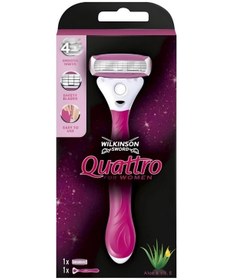 Resim Wilkinson Sword Quattro Sistem Kadın Tıraş Bıçağı Vakumlu Tutma Aparatı Ile Birlikte 4 Bıçaklı 1 Adet 