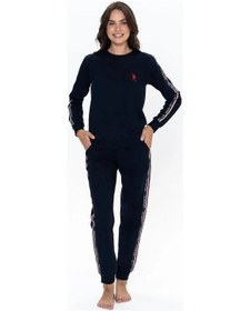 Resim U.S. Polo Assn. U.s Polo Assn. 20113 Kadın Uzun Kollu Bisiklet Yaka Paçası Lastikli Rahat Ev Giyim-lacivert Lacivert 