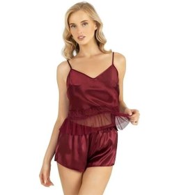 Resim Bordo Saten Şort Takımı 9209 Bordo 