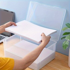 Resim Geniş Şeffaf Plastik A4 Dosya Organizatörü - Üst Üste Yerleştirilebilir Çok Katmanlı Saklama Kutusu, Kapaklı, Dayanıklı ve Su Geçirmez, Ofis, Okul ve Ev Düzeni İçin Uygun - Net Tasarım, Kolay Görünürlük, Masaüstü Belge Tutucu, Şık Görünüm, Sağlam Yapı, Asılabilir Dosya Saklama Kutusu, Ofis Depolama, Su Geçirmez Konteyner, Ofis Profesyonelleri İçin 