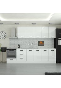 Resim 285 Cm Mutfak Dolabı Mdf Kapak Tezgah Dahil Yrkn285 97 Beyaz 