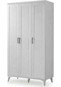 Resim GuneyStore Paris 3 Kapaklı Komple MDF Beyaz Gardırop 