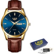 Resim Hanyang Kahverengi Altın Mavi Lıge Üst Marka Izle Erkek Deri Iş Tarihi Saat Su Geçirmez Aydınlık Saatler Erkek Lüks Spor Su Geçirmez Kuvars Kol Saati (Yurt Dışından) 