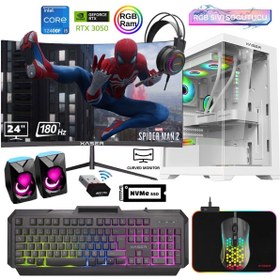 Resim XSR797 i5 12400F 24" 16 GB RAM 512 GB M.2 NVMe SSD RTX3050 Curved Sıvı Soğutma FreeDOS Masaüstü Oyuncu Bilgisayarı 