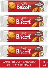 Resim Lotus Biscoff Sandwich Çikolata Kremalı Bisküvi 4 x 150 G 