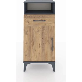 Resim Arges Komodin 2 Raflı Tek Çekmeceli Tek Kapaklı 44X30X96 Antrasit-Çam 