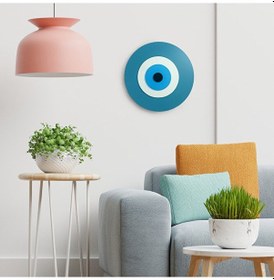 Resim Minimalist Napolyon Mavisi Nazar Boncuğu El Yapımı Ahşap Büyük Na 