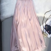 Resim Kadınlar için 1 adet Pembe File Etek - Yüksek Bel Zayıflatan A Kesim Etek Fırfır Kenarlı, Polyester, İlkbahar/Yaz/Sonbahar, Düzenli Uzunluk, Düz Renk, Şeffaf Olmayan, Sadece Elde Yıkama 
