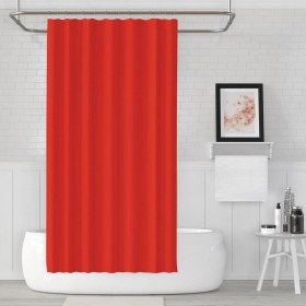 Resim Zethome Banyo Perdesi 1x120x200 Tek Kanat Duş Perdesi Halka Hediyeli Duşakabin Perdesi 0010 Kırmızı 