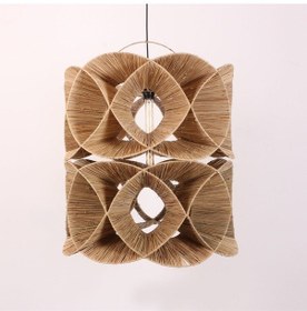 Resim Oklid Doğal Rafya 63x65/75 Cm Katlı Aydınlatma Bej 