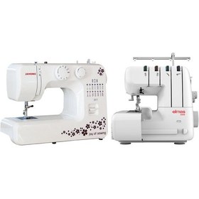 Resim Janome 311 Joy Of Sewing Dikiş Makinesi Ve Elmas 328 Overlok Makinesi lı Paket Beyaz 