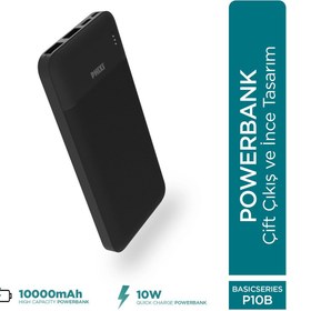 Resim Phixi Basic P10 10000mah Powerbank 10w - 2 Port Led Gösterge - Taşınabilir Şarj Cihazı 