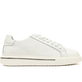 Resim Derimod Erkek Beyaz Bağcıklı Kalın Tabanlı Deri Sneaker 25WFD612518 