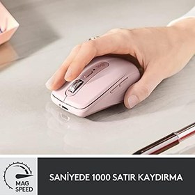 Resim Logitech MX Anywhere 3 Kablosuz Mouse, 4000 Dpi Sensör ile Tüm Yüzeylerde Kullanım, MagSpeed Elektromanyetik Kaydırma Özelliği, Tam Şarjda 70 Gün Pil Ömrü, Sessiz, Pembe 