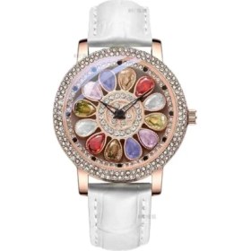 Resim Zaman Uçup Gidiyor, Elmaslarla ve Dönen Yıldızlarla Süslenmiş Renkli Tavus Kuşu Modaya Uygun Hafif Lüks Niş Üst Düzey Saat (Yurt Dışından) 