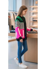 Resim Minimoda Kids Kız Çocuk Yazı ve Desenli Uzun Triko Hırka 