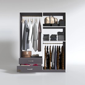Resim Kenzlife giysi dolabı şemsettin 175*120*40 gri gardırop 2 çekmeceli 