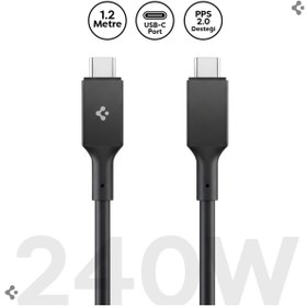 Resim Spigen USB-C to USB-C 1.2 Metre Kablo 240W Güç/PPS 2.0 Super Hızlı Şarj/40 Gbps Type-C Black - ACA09461 