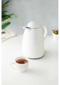 Resim 1 Lt Isı Yalıtımlı Çay Ve Soğuk Su Termosu Soft Beyaz 12 Saat Sıcak Tutar& İçi Camdır Beyaz 