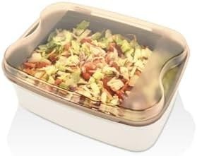 Resim Vip Ahmet Rendeli Saklama Kabı - Masal Krem Kesme Tahtalı Ve Rendeli Şeffaf Bakır Kapak Salata Kabı 4500Ml, Krem 