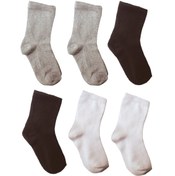 Resim SOCKSHION Pamuklu Düz Klasik Çocuk Soket Çorap 6 Çift 