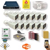 Resim 12 Kamera Hareket Algı Gece Görüşlü 24 Smd Led 5mp Sony Lensli 1080p FHD Metal Kasa Güvenlik Kamerası Seti 6224-9016-12 Qromax