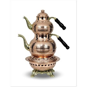 Resim Isıtıcılı 1.2 Mm Kalın Petek Işlemeli Bakır Çaydanlık Bakır 