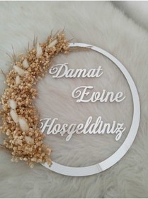 Resim Damat Evine Hoşgeldiniz Kapı Süsü Kapı Süsü Pleksi Gümüş Söz Nişan Nikah Kına Nkah Dekorasyon 