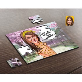 Resim Kişiye Özel Kız Çocuk Kolay Yetişmiyor Karikatürlü Ahşap Puzzle-2 
