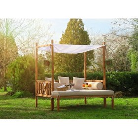 Resim Mandu Exclusive Ahşap Bahçe Yatağı (Daybed) Bej 