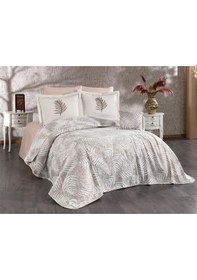 Resim Palmiye 7 Parça Şönil Pike Takımı Krem - Bej Bej 