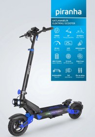 Resim Piranha 5025 M 1000W Katlanabilir Elektrikli Scooter Mavi 