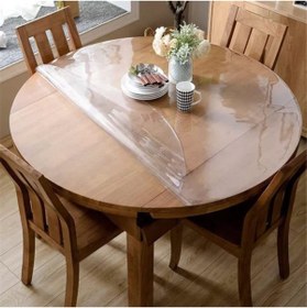 Resim vexillum 2.4 mm Şeffaf Pvc Daire Masa Örtüsü Koruyucu Masa Pedi Asetat 