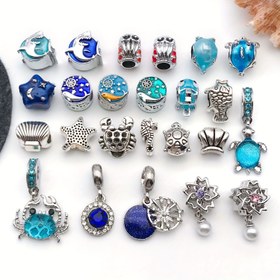 Resim 24 Adet Büyük Delikli Mavi Deniz Hayatı Charm Boncuklar - Çinko Alaşımı, DIY Bilezikler & Kolyeler için Şık Okyanus Esintili Tasarımlar, Takı Yapımı Aksesuarları, El Sanatları Malzemeleri | Şık Boncuk Tasarımları | Çinko Alaşımı Boncuklar, Takı Yapımı İçin Boncuklar 