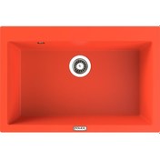 Resim Polex Cristalüx Granit Evye P-X76 Turuncu Tezgah Altı Ve Tezgah Üstü Mutfak Evyesi 75x50 CM 