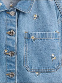 Resim GAP Kız Çocuk Açık Mavi Kids Relaxed Nakışlı Denim Ceket 