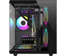 Resim Xaser Game In Game Cool Siyah Küp Kasa 5X12CM Argb Fanlı M.atx 600W Akvaryum Oyuncu Kasası 