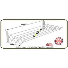 Resim 100 Cmx7 Gözlü Alüminyum Akordiyon Çamaşırlık Askısı Kurutmalık Gri - Gümüş 