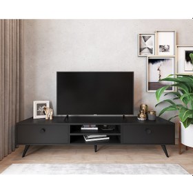 Resim Robinhome Robin Home Arya Tv Ünitesi Ahşap Ayak, 2Çekmece, Siyah Ar5-332 